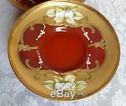 Vintage Italian Venetian Murano 24K Gold & Ruby Red Tea Set 15pc GORGEOUS