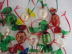 Vintage Italian Venetian Murano Art Glass Candy Christmas Ornaments 17 pcs