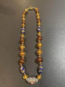 Vintage Italian Venetian Murano Glass Bead Necklace