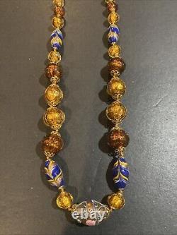 Vintage Italian Venetian Murano Glass Bead Necklace