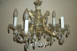 Vintage Italian Venetian Murano Glass Chandelier Prisms Ribbons MID Century