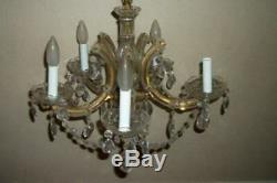 Vintage Italian Venetian Murano Glass Chandelier Prisms Ribbons MID Century