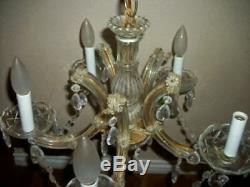 Vintage Italian Venetian Murano Glass Chandelier Prisms Ribbons MID Century