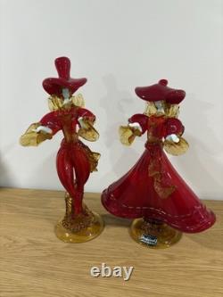 Vintage Italian Venetian Murano Glass Man/Woman Dancer Figurines Rare