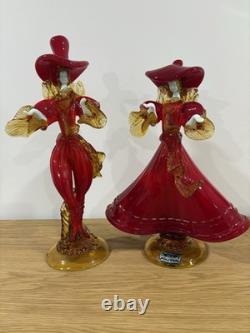 Vintage Italian Venetian Murano Glass Man/Woman Dancer Figurines Rare