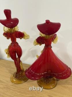 Vintage Italian Venetian Murano Glass Man/Woman Dancer Figurines Rare