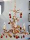 Vintage Italian chandelier with Murano glass fruits and a decorative gilded fram