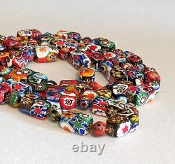 Vintage Italy Candy Colors Murano Venetian Millefiori Glass Bead Necklace 42