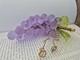 Vintage Italy MURANO Grapes Cluter Frosted Clear Lavender Glass Green Leaves