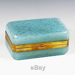 Vintage Italy Murano blue opaline Aventurine glass trinket or jewelry hinged Box