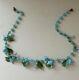 Vintage Italy Venetian Murano Glass Lampwork Blue Bird Green Leaf BeadedNecklace