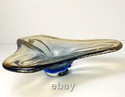 Vintage JiCo MURANO Glass Bowl Centerpiece Large Freeform Boomerang Triple GLOWS