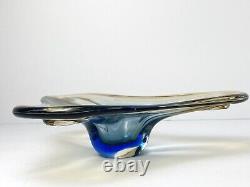 Vintage JiCo MURANO Glass Bowl Centerpiece Large Freeform Boomerang Triple GLOWS