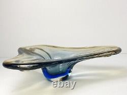 Vintage JiCo MURANO Glass Bowl Centerpiece Large Freeform Boomerang Triple GLOWS