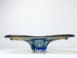 Vintage JiCo MURANO Glass Bowl Centerpiece Large Freeform Boomerang Triple GLOWS