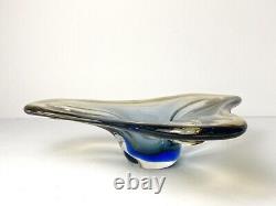 Vintage JiCo MURANO Glass Bowl Centerpiece Large Freeform Boomerang Triple GLOWS