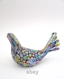 Vintage KB Murano Italy Satin Glass Millefiori Bird Dove Sculpture NWT