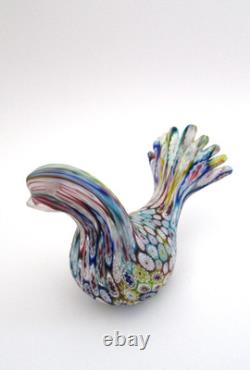 Vintage KB Murano Italy Satin Glass Millefiori Bird Dove Sculpture NWT