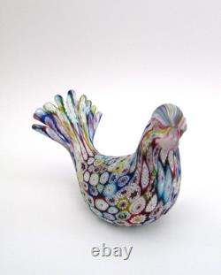 Vintage KB Murano Italy Satin Glass Millefiori Bird Dove Sculpture NWT