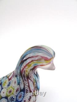 Vintage KB Murano Italy Satin Glass Millefiori Bird Dove Sculpture NWT