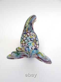 Vintage KB Murano Italy Satin Glass Millefiori Bird Dove Sculpture NWT