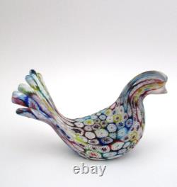 Vintage KB Murano Italy Satin Glass Millefiori Bird Dove Sculpture NWT