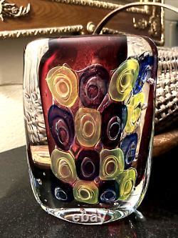 Vintage LUIGI ONESTO Murano Italy OBALL 1993 Sommerso 9 Ovid Vase Signed