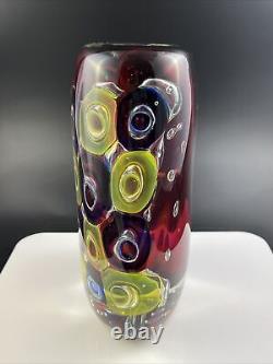 Vintage LUIGI ONESTO Murano Italy OBALL 1993 Sommerso 9 Ovid Vase Signed