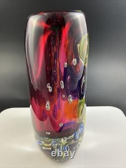 Vintage LUIGI ONESTO Murano Italy OBALL 1993 Sommerso 9 Ovid Vase Signed