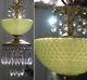 Vintage Lamp chandelier MURANO Venetian Yellow Opaline Art Bubble Glass brass