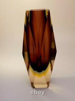 Vintage Large 1.5kg Alessandro Mandruzzato Sommerso Murano Faceted ArtGlass Vase