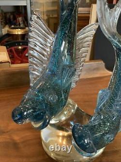 Vintage Large 12.5 Murano Cenedese Bollicine Glass Alfredo Barbini Koi Fish