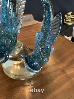 Vintage Large 12.5 Murano Cenedese Bollicine Glass Alfredo Barbini Koi Fish