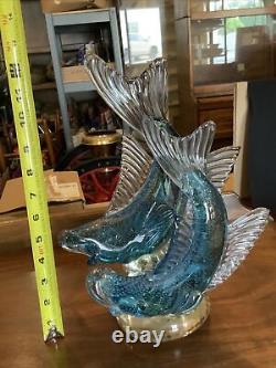 Vintage Large 12.5 Murano Cenedese Bollicine Glass Alfredo Barbini Koi Fish