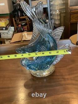 Vintage Large 12.5 Murano Cenedese Bollicine Glass Alfredo Barbini Koi Fish