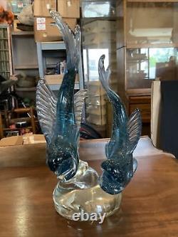 Vintage Large 12.5 Murano Cenedese Bollicine Glass Alfredo Barbini Koi Fish