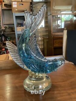 Vintage Large 12.5 Murano Cenedese Bollicine Glass Alfredo Barbini Koi Fish