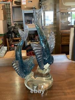 Vintage Large 12.5 Murano Cenedese Bollicine Glass Alfredo Barbini Koi Fish