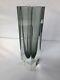 Vintage Large 26.5cm Murano Sommerso Block Vase in Clear and Graphite VGC