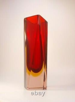 Vintage Large 2kg Alessandro Mandruzzato Sommerso Murano Faceted Art Glass Vase