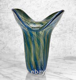 Vintage Large Art Nouveau Italian Murano Art Glass Peacock Vase