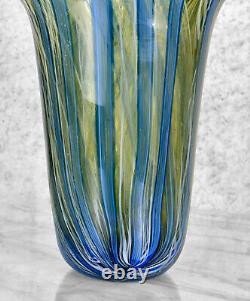 Vintage Large Art Nouveau Italian Murano Art Glass Peacock Vase