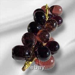 Vintage Large Beautiful Deep Purple Murano Glass Grape Cluster Mid Century