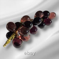 Vintage Large Beautiful Deep Purple Murano Glass Grape Cluster Mid Century