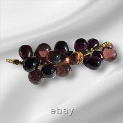 Vintage Large Beautiful Deep Purple Murano Glass Grape Cluster Mid Century