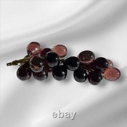 Vintage Large Beautiful Deep Purple Murano Glass Grape Cluster Mid Century