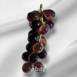 Vintage Large Beautiful Deep Purple Murano Glass Grape Cluster Mid Century