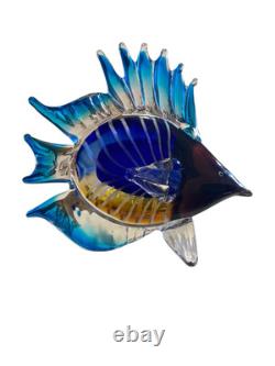 Vintage Large Cobalt Turquoise Red Angel Fish Murano Glass Sculpture Lot READ