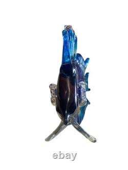 Vintage Large Cobalt Turquoise Red Angel Fish Murano Glass Sculpture Lot READ