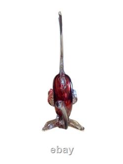 Vintage Large Cobalt Turquoise Red Angel Fish Murano Glass Sculpture Lot READ